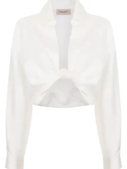 Vintage Orchid Solid Cropped Knot Shirt