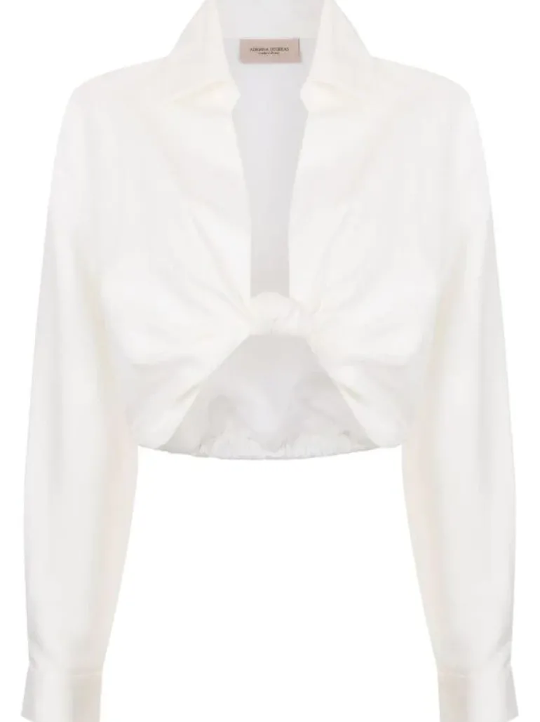 Vintage Orchid Solid Cropped Knot Shirt