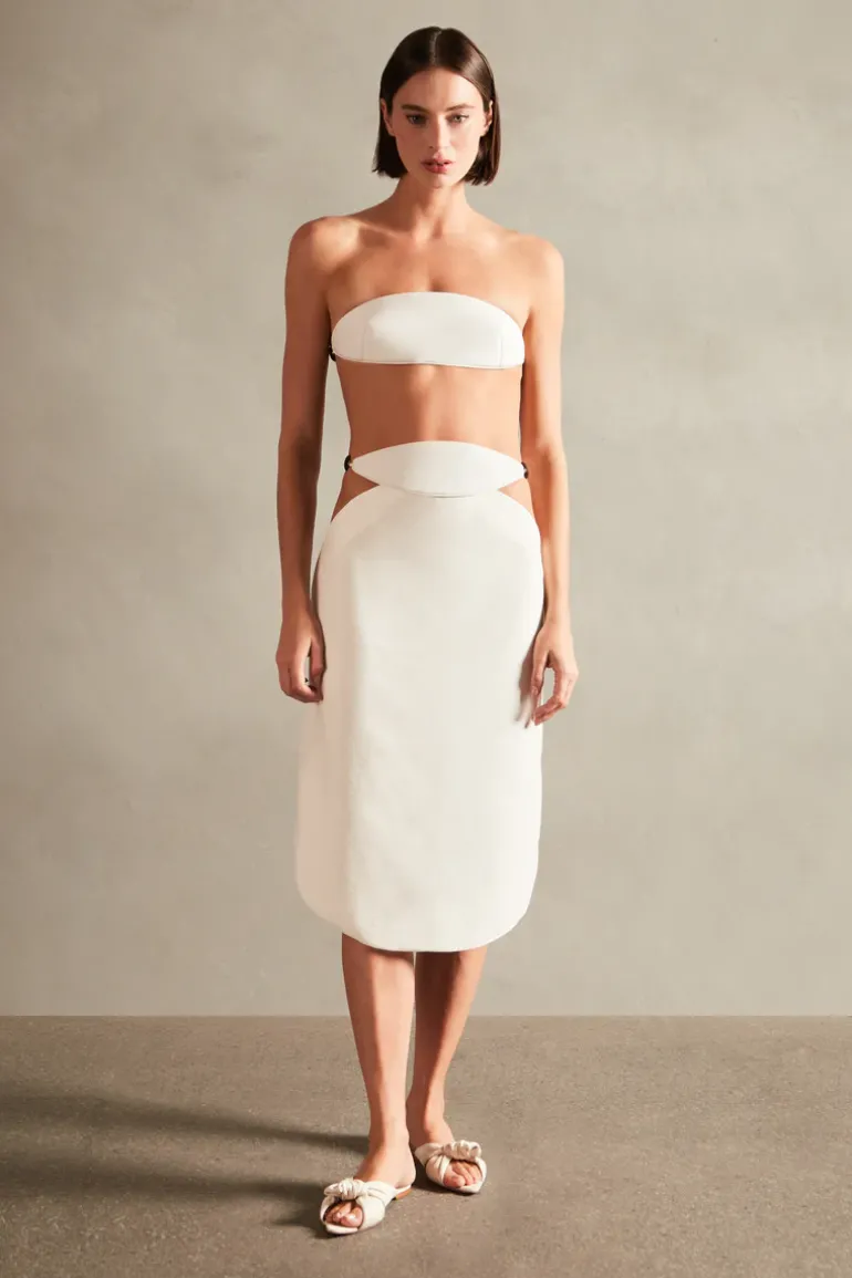 Vintage Orchid Solid Cut-Out Midi Skirt