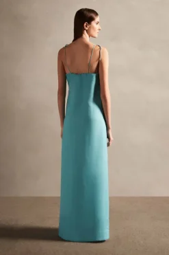 Vintage Orchid Solid Straps Long Dress