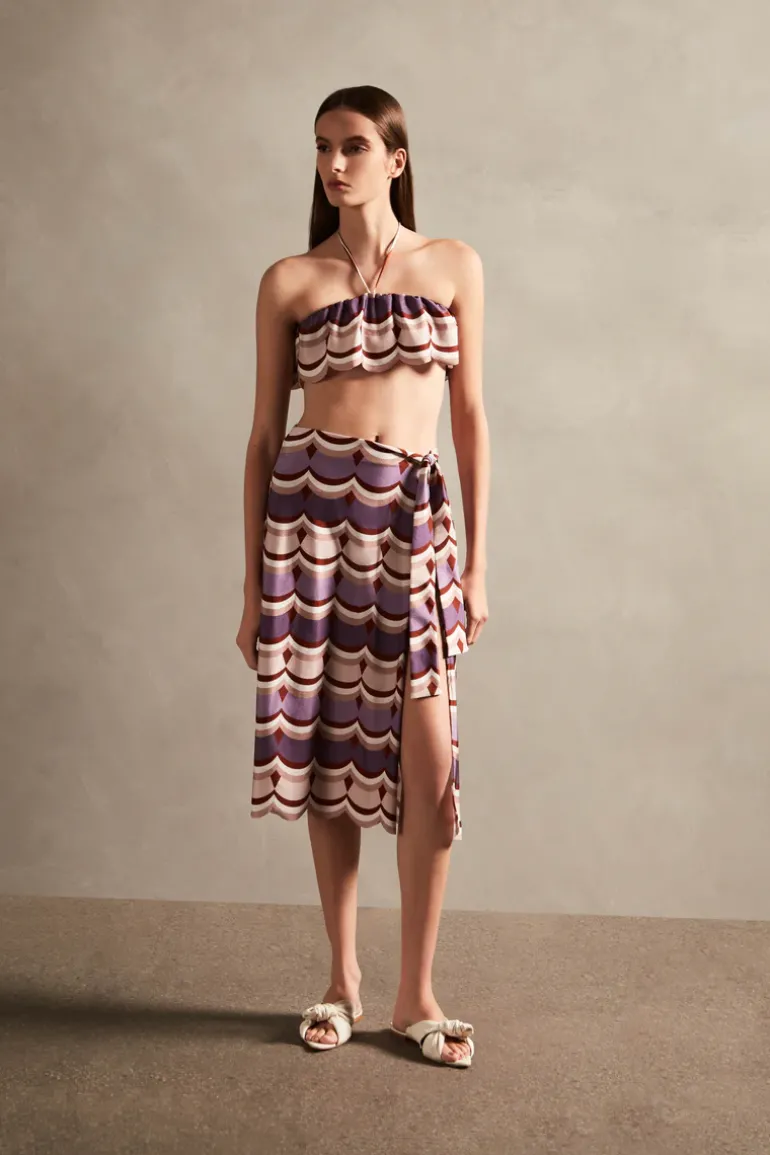 Vintage Waves Midi Skirt