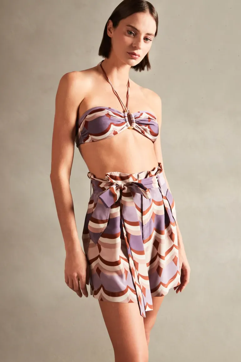 Vintage Waves Shorts With Sash