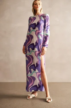 Wave Side Slit Long Dress