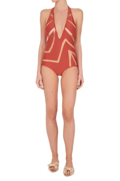 Zebra Halterneck Swimsuit